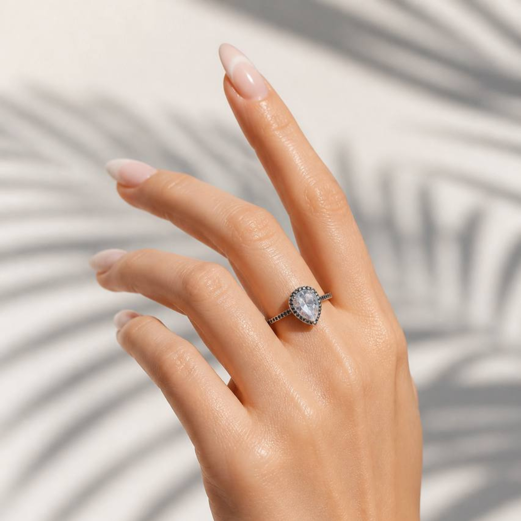 S925 Silver Trillion Halo Ring with Cubic Zirconia