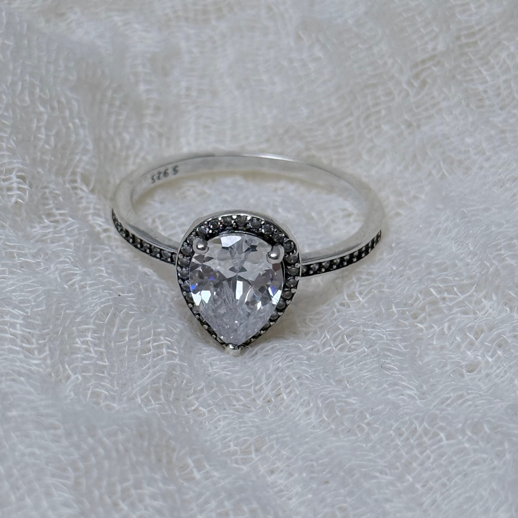 S925 Silver Trillion Halo Ring with Cubic Zirconia