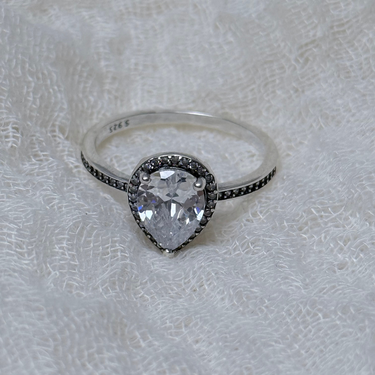 S925 Silver Trillion Halo Ring with Cubic Zirconia