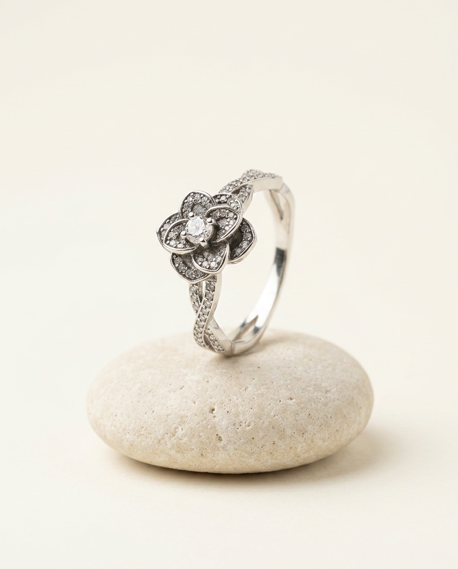S925 Sterling Silver Rose Ring