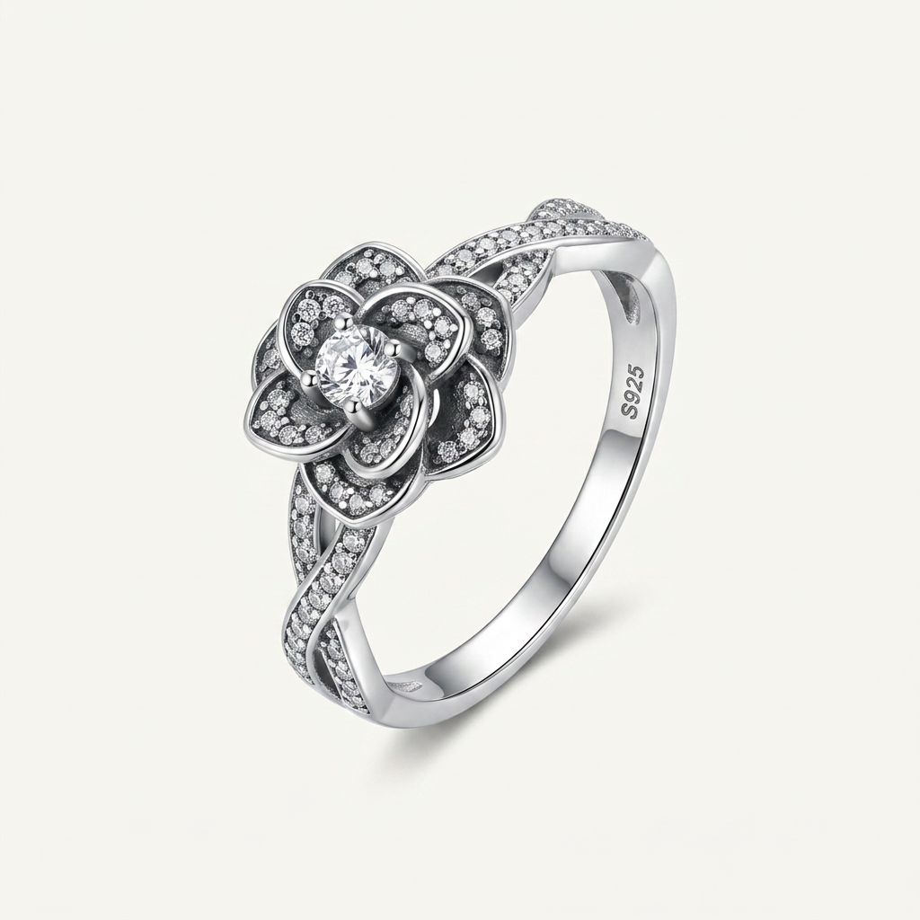 S925 Sterling Silver Rose Ring