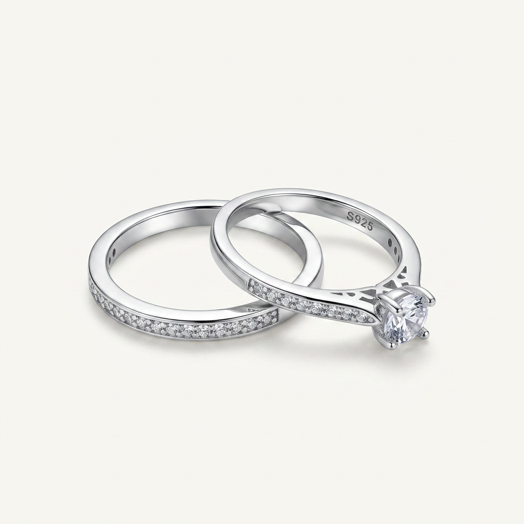 Celeste Duo S925 Sterling Silver Ring Set