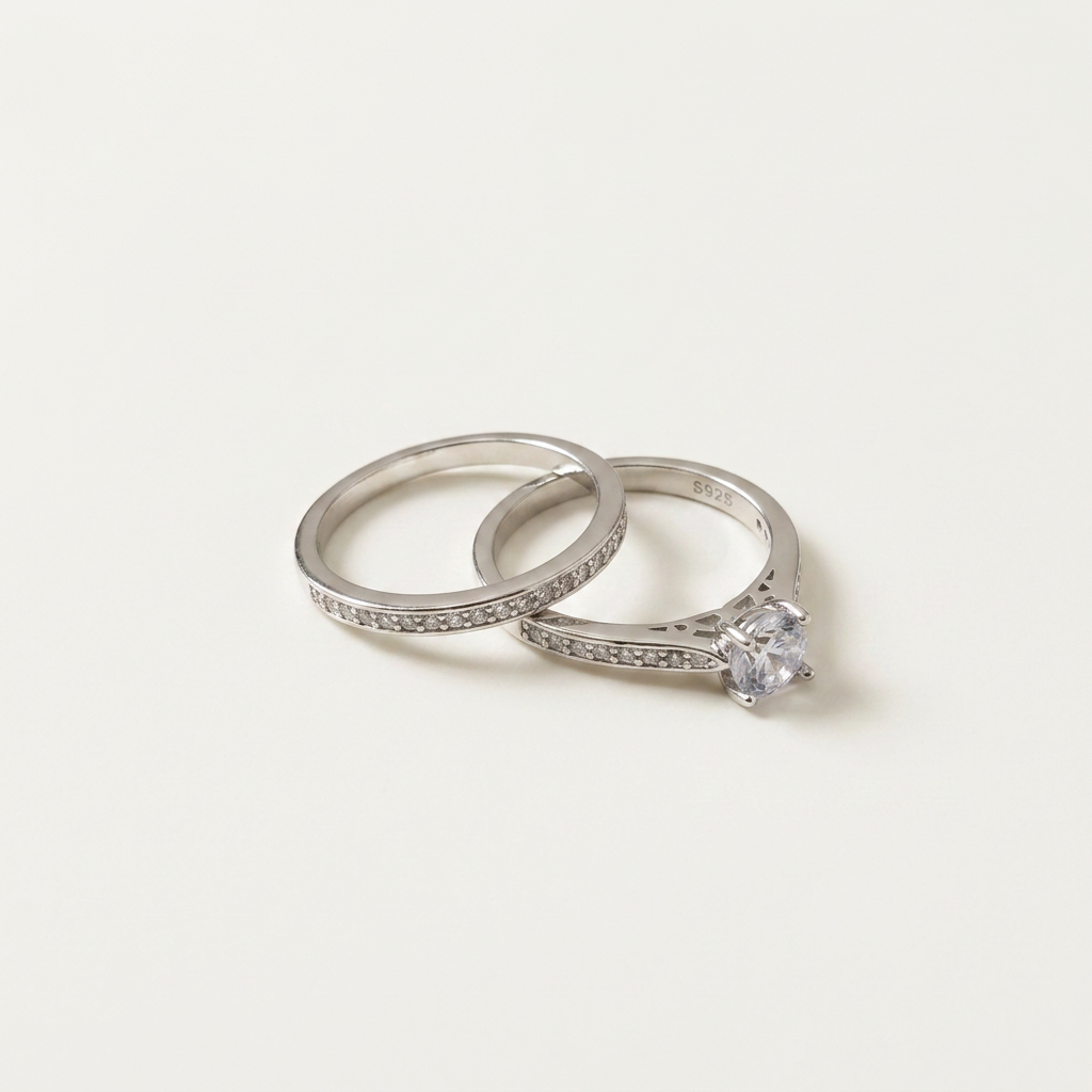 Celeste Duo S925 Sterling Silver Ring Set