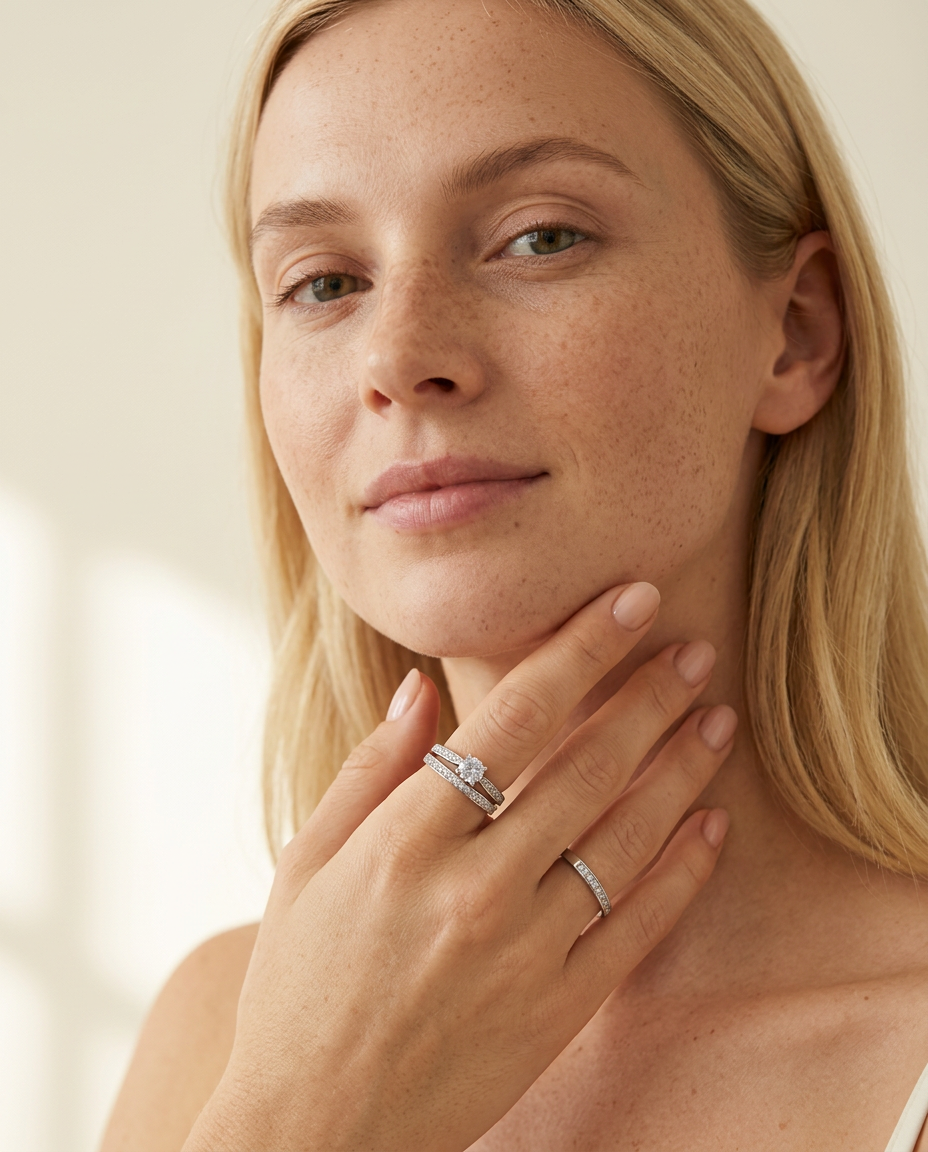 Celeste Duo S925 Sterling Silver Ring Set