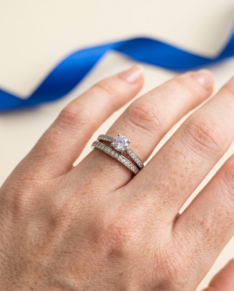 Celeste Duo S925 Sterling Silver Ring Set
