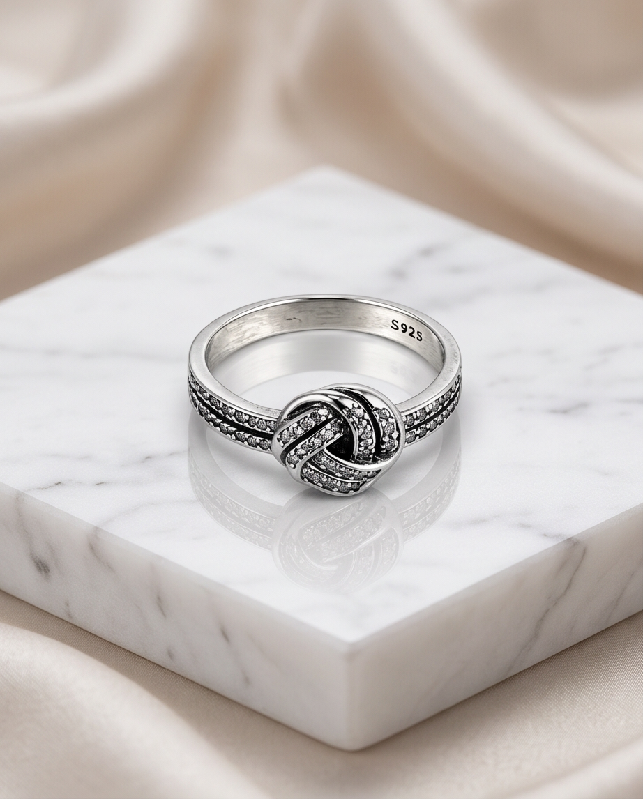 S925 Sterling Silver Love Knot Ring