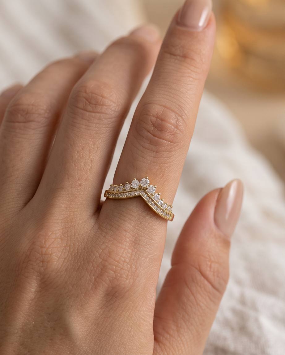 Royal Grace S925 Sterling Silver Ring Gold Plated