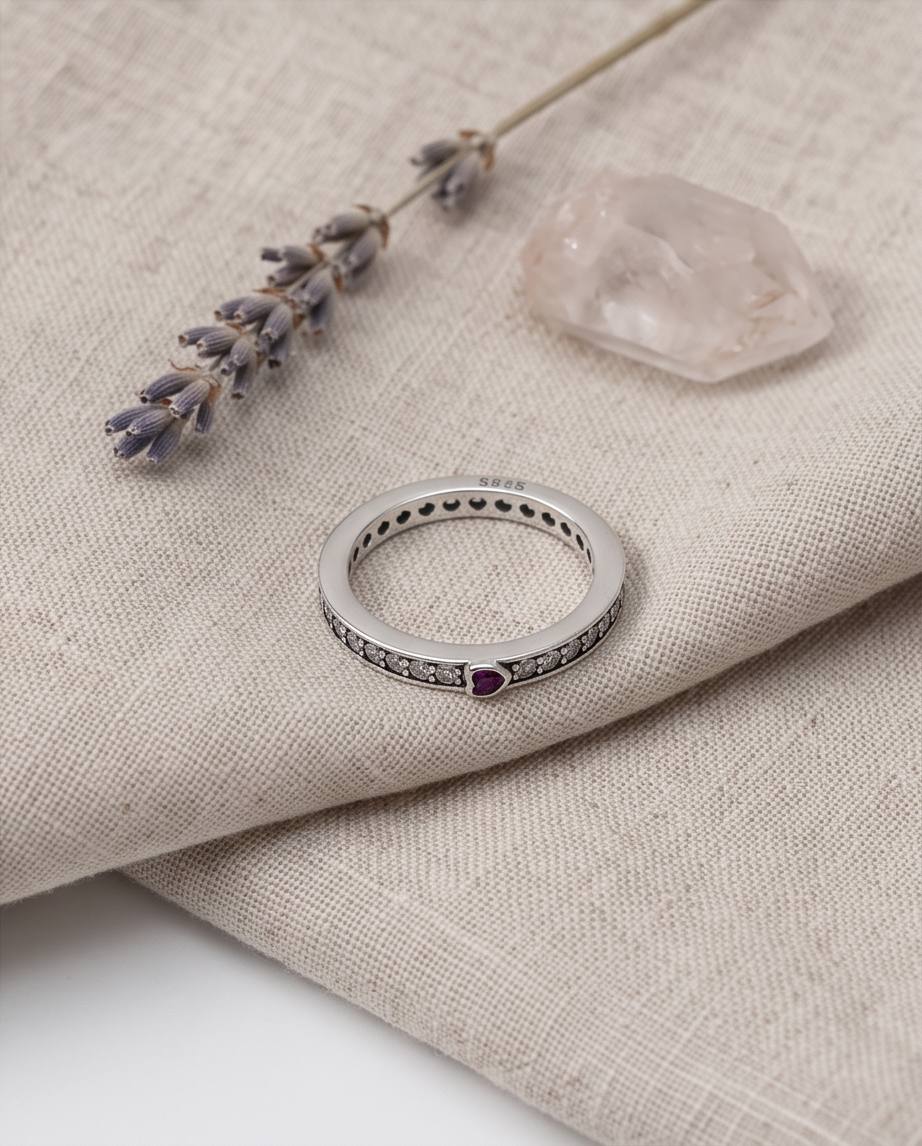 Purple Heart Glow S925 Sterling Silver Ring