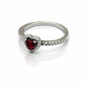 Burgundy Heart S925 Sterling Silver Ring