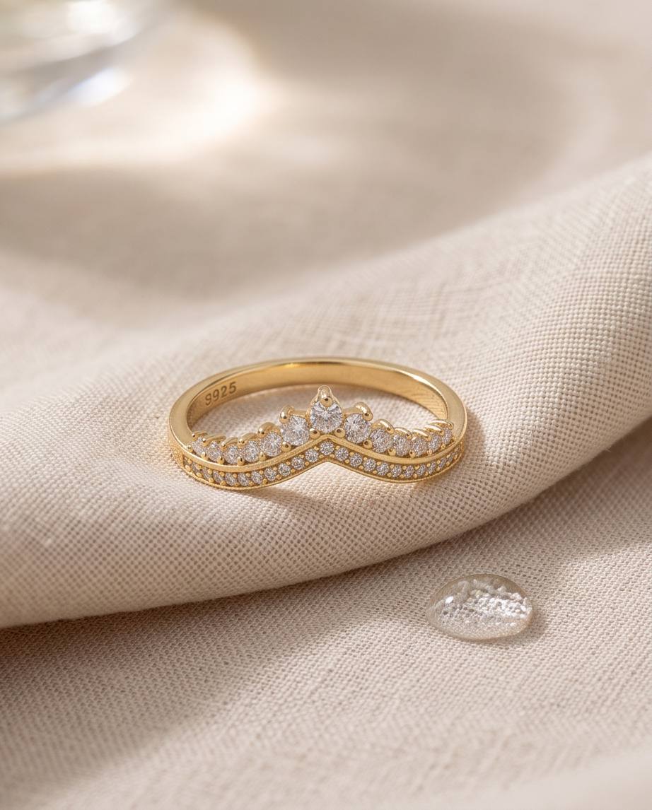Royal Grace S925 Sterling Silver Ring Gold Plated