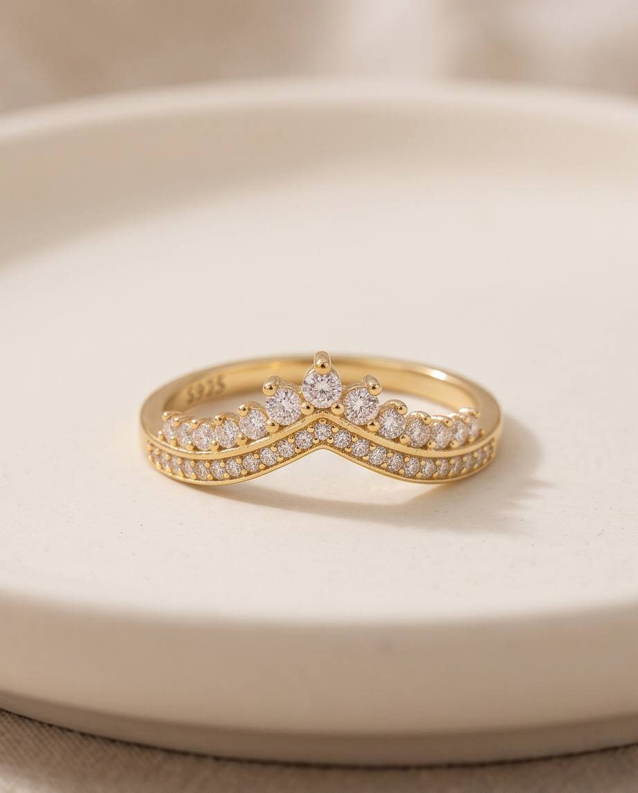 Royal Grace S925 Sterling Silver Ring Gold Plated