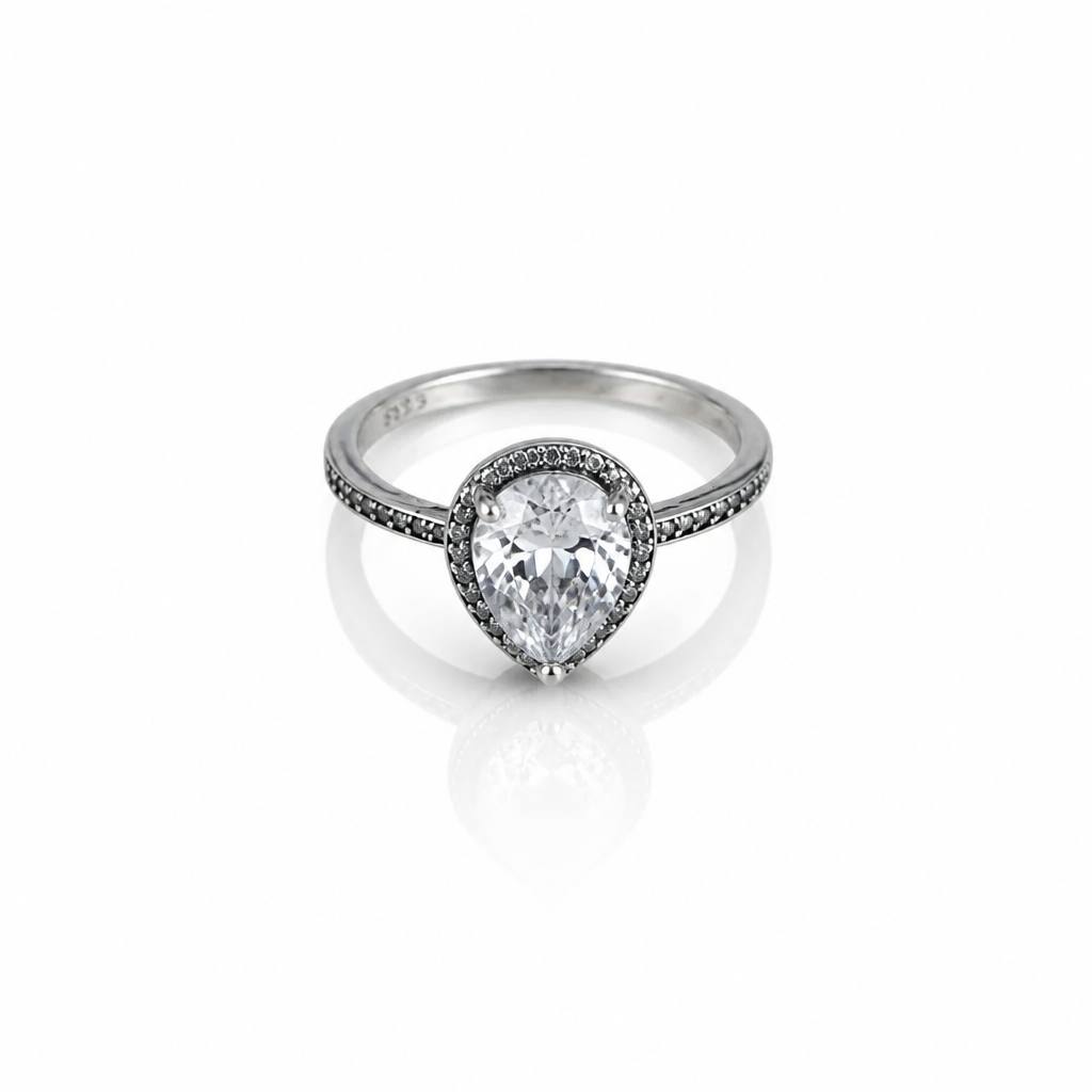 S925 Silver Trillion Halo Ring with Cubic Zirconia